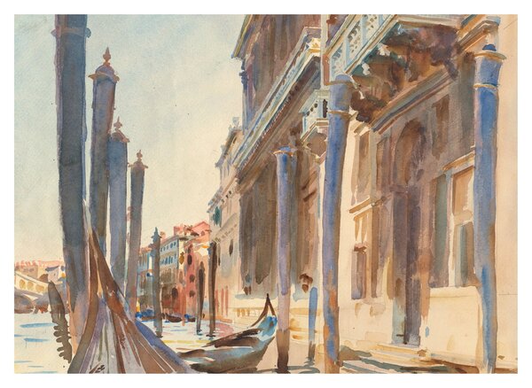 Tablou pe sticlă - John Singer Sargent, Gondola Moorings on the Grand Canal, reproducere (70x50 cm)