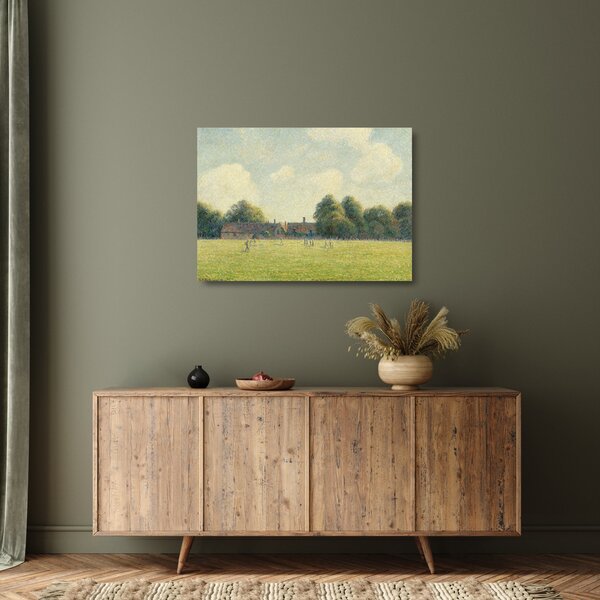 Tablou pe sticlă - Camille Pissarro, Hampton Court Green, reproducere (70x50 cm)