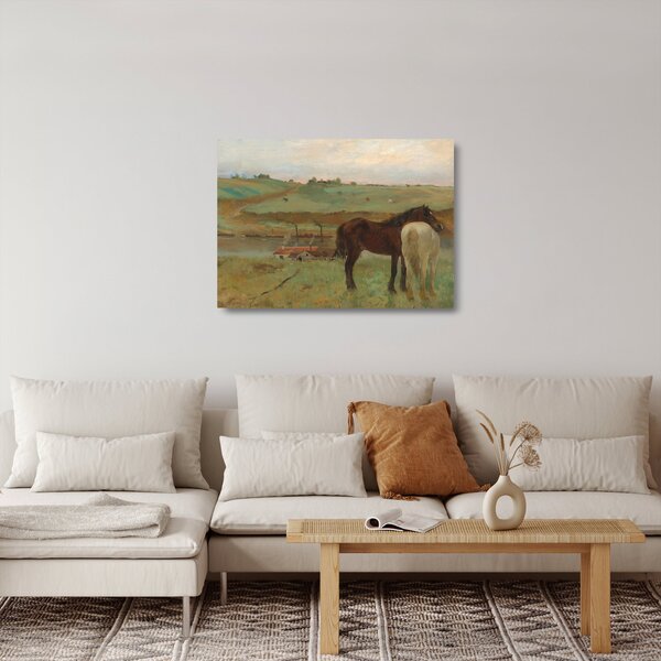 Tablou pe sticlă - Edgar Degas, Horses in a Meadow, reproducere (70x50 cm)