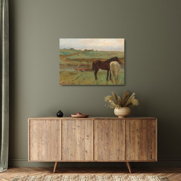 Tablou pe sticlă - Edgar Degas, Horses in a Meadow, reproducere (70x50 cm)