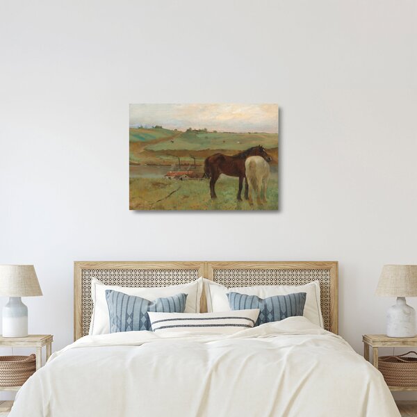 Tablou pe sticlă - Edgar Degas, Horses in a Meadow, reproducere (70x50 cm)