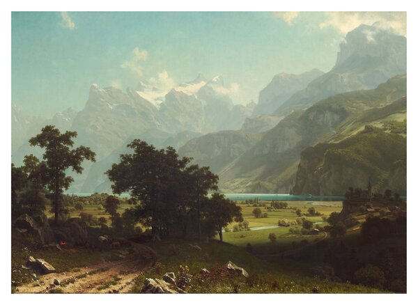 Tablou pe sticlă - Albert Bierstadt, Lake Lucerne, reproducere (70x50 cm)