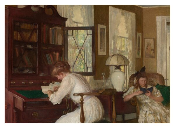 Tablou pe sticlă - Edmund Tarbell, Josephine and Mercie, reproducere (70x50 cm)