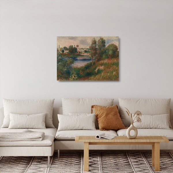 Tablou pe sticlă - Auguste Renoir, Landscape at Vetheuil, reproducere (70x50 cm)