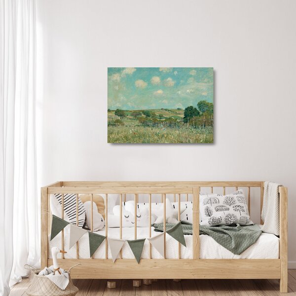 Tablou pe sticlă - Alfred Sisley, Meadow, reproducere (70x50 cm)