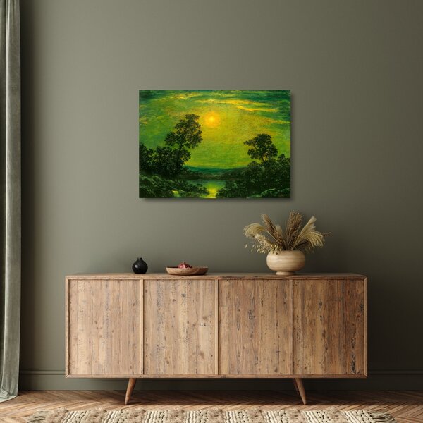 Tablou pe sticlă - Imitator of Ralph Albert Blakelock, Moonlight, reproducere (70x50 cm)