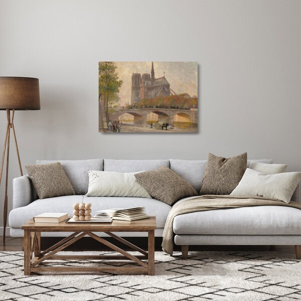 Tablou pe sticlă - Robert William Vonnoh, Notre Dame de Paris, reproducere (70x50 cm)