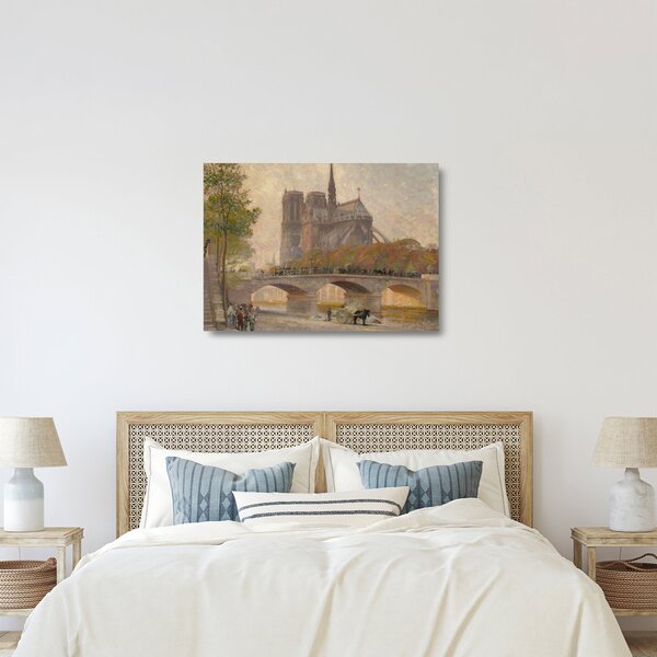 Tablou pe sticlă - Robert William Vonnoh, Notre Dame de Paris, reproducere (70x50 cm)