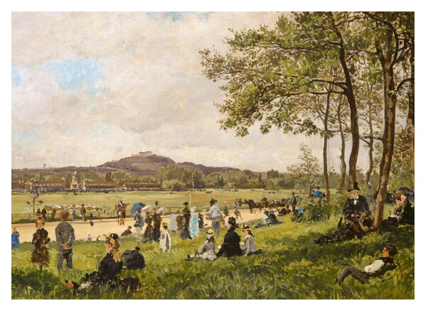 Tablou pe sticlă - French 19th Century, Race Course at Longchamps, reproducere (70x50 cm)