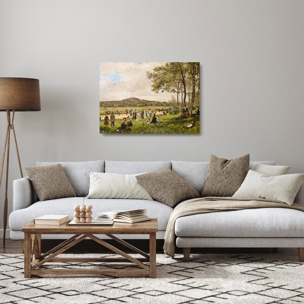 Tablou pe sticlă - French 19th Century, Race Course at Longchamps, reproducere (70x50 cm)