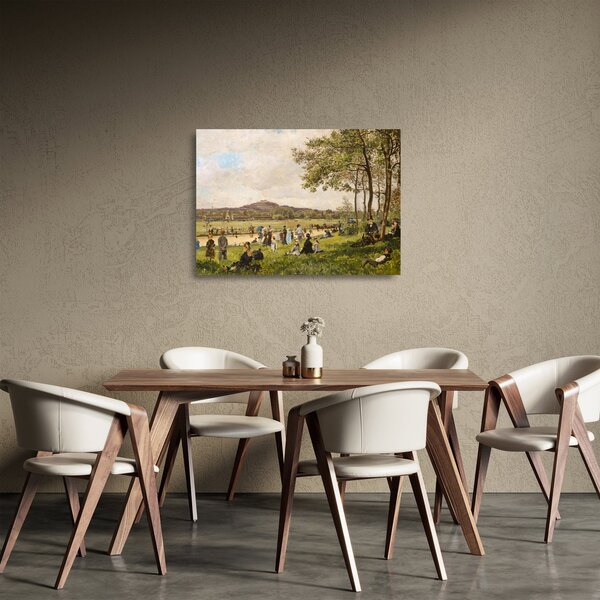 Tablou pe sticlă - French 19th Century, Race Course at Longchamps, reproducere (70x50 cm)
