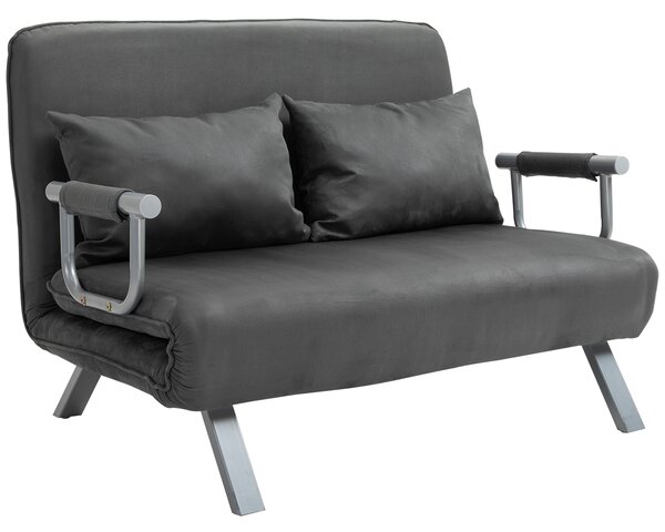 HOMCOM Canapea Extensibilă cu Șezut Reglabil în 5 Poziții și Perne Detașabile, Canapea din Imitație de Piele, 105x80x78 cm, Gri | Aosom Romania