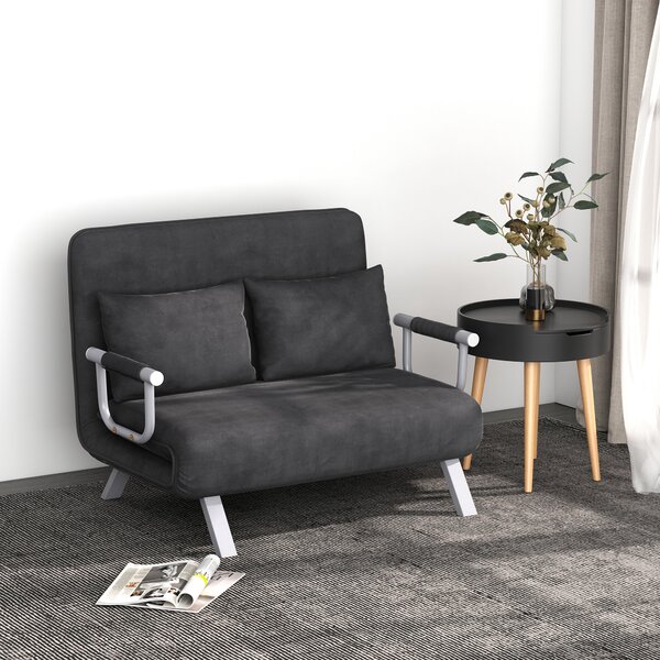 HOMCOM Canapea Extensibilă cu Șezut Reglabil în 5 Poziții și Perne Detașabile, Canapea din Imitație de Piele, 105x80x78 cm, Gri | Aosom Romania
