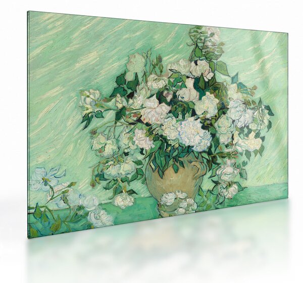 Tablou pe sticlă - Vincent van Gogh, Roses, reproducere (70x50 cm)