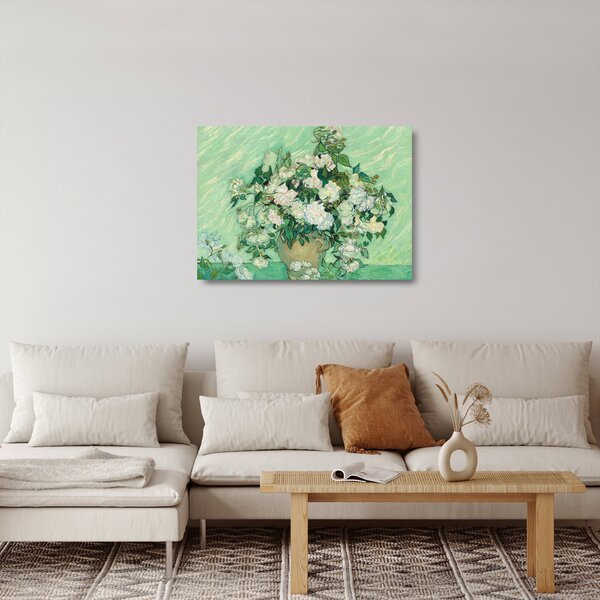 Tablou pe sticlă - Vincent van Gogh, Roses, reproducere (70x50 cm)