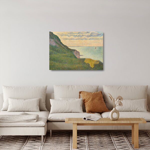 Tablou pe sticlă - Georges Seurat, Seascape at Port-en-Bessin, Normandy, reproducere (70x50 cm)