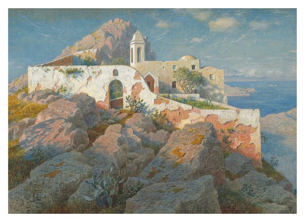 Tablou pe sticlă - William Stanley Haseltine, Santa Maria a Cetrella, Anacapri, reproducere (70x50 cm)