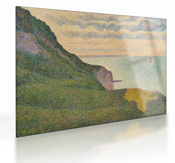 Tablou pe sticlă - Georges Seurat, Seascape at Port-en-Bessin, Normandy, reproducere (70x50 cm)