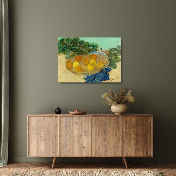 Tablou pe sticlă - Vincent van Gogh, Still Life of Oranges and Lemons with Blue Gloves, reproducere (70x50 cm)