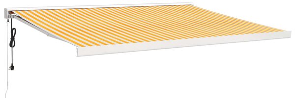 Copertină retractabilă, galben/alb, 4,5x3 m, textil/aluminiu