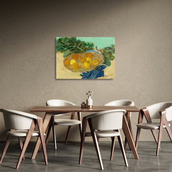 Tablou pe sticlă - Vincent van Gogh, Still Life of Oranges and Lemons with Blue Gloves, reproducere (70x50 cm)