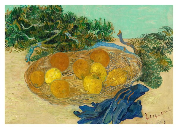 Tablou pe sticlă - Vincent van Gogh, Still Life of Oranges and Lemons with Blue Gloves, reproducere (70x50 cm)
