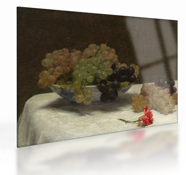 Tablou pe sticlă - Henri Fantin-Latour, Still Life with Grapes and a Carnation, reproducere (70x50 cm)
