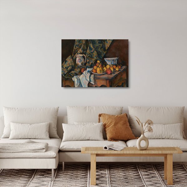 Tablou pe sticlă - Paul Cézanne, Still Life with Apples and Peaches, reproducere (70x50 cm)