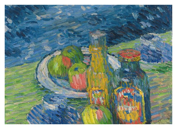Tablou pe sticlă - Alexej von Jawlensky, Still Life with Bottles and Fruit, reproducere (70x50 cm)