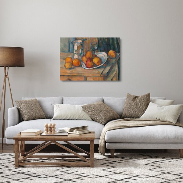 Tablou pe sticlă - Paul Cézanne, Still Life with Milk Jug and Fruit, reproducere (70x50 cm)