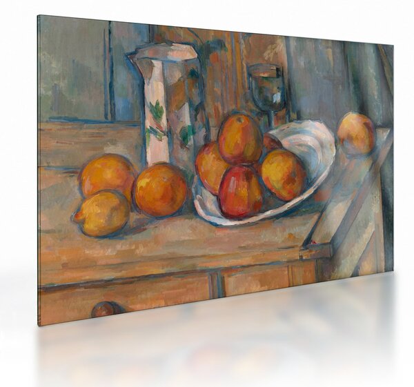 Tablou pe sticlă - Paul Cézanne, Still Life with Milk Jug and Fruit, reproducere (70x50 cm)