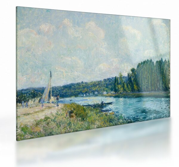 Tablou pe sticlă - Alfred Sisley, The Banks of the Oise, reproducere (70x50 cm)