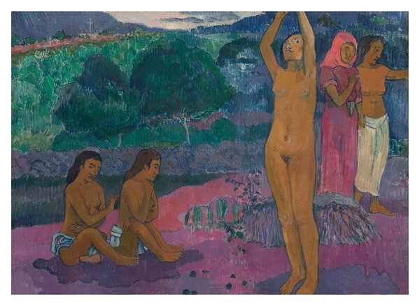 Tablou pe sticlă - Paul Gauguin, The Invocation, reproducere (70x50 cm)