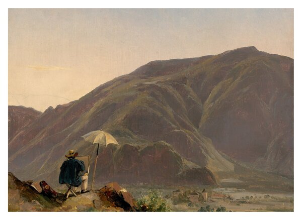 Tablou pe sticlă - Jules Coignet, View of Bozen with a Painter, reproducere (70x50 cm)