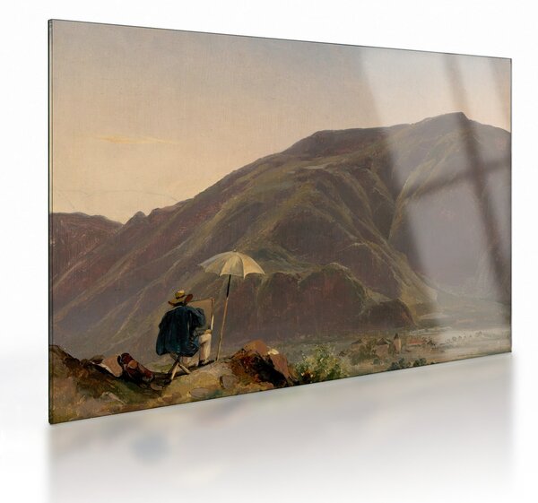 Tablou pe sticlă - Jules Coignet, View of Bozen with a Painter, reproducere (70x50 cm)