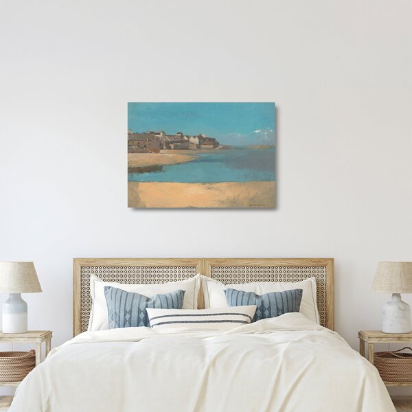 Tablou pe sticlă - Odilon Redon, Village by the Sea in Brittany, reproducere (70x50 cm)