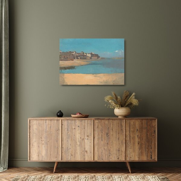 Tablou pe sticlă - Odilon Redon, Village by the Sea in Brittany, reproducere (70x50 cm)