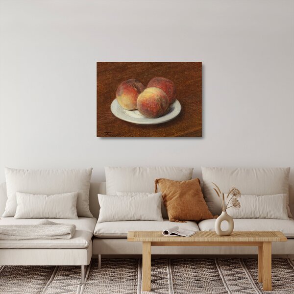 Tablou pe sticlă - Henri Fantin-Latour, Three Peaches on a Plate, reproducere (70x50 cm)