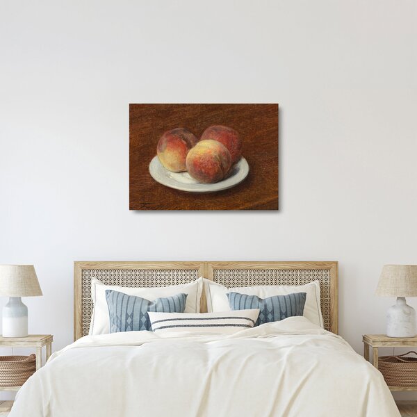 Tablou pe sticlă - Henri Fantin-Latour, Three Peaches on a Plate, reproducere (70x50 cm)