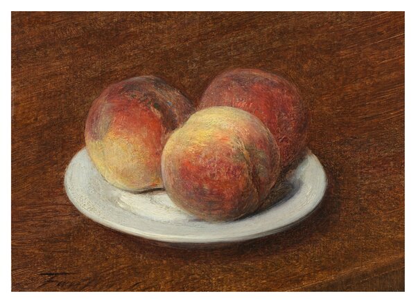 Tablou pe sticlă - Henri Fantin-Latour, Three Peaches on a Plate, reproducere (70x50 cm)