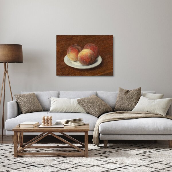 Tablou pe sticlă - Henri Fantin-Latour, Three Peaches on a Plate, reproducere (70x50 cm)
