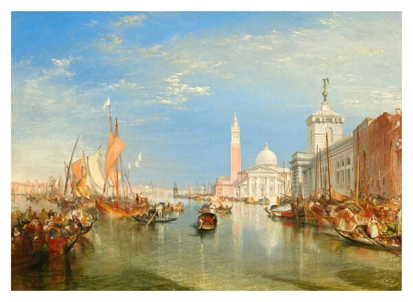 Tablou pe sticlă - Joseph Mallord William Turner, Venice the Dogana and San Giorgio Maggiore, reproducere (70x50 cm)