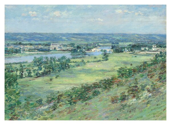 Tablou pe sticlă - Theodore Robinson, The Valley of the Seine, From the Hills of Giverny, reproducere (70x50 cm)