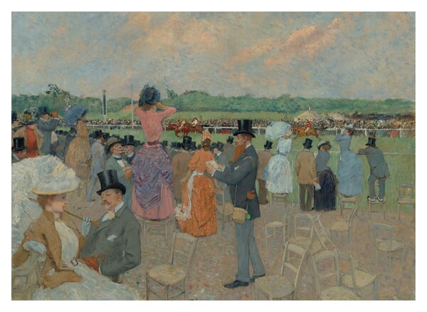 Tablou pe sticlă - Jean-Louis Forain, The Races at Longchamp, reproducere (70x50 cm)
