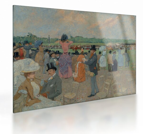 Tablou pe sticlă - Jean-Louis Forain, The Races at Longchamp, reproducere (70x50 cm)