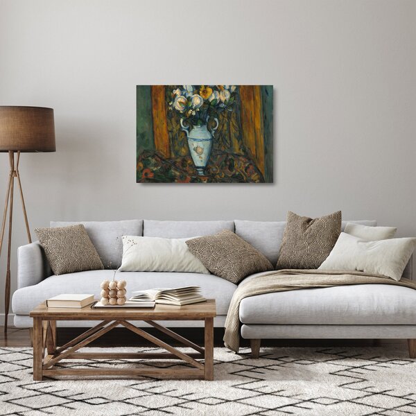 Tablou pe sticlă - Paul Cézanne, Vase of Flowers, reproducere (70x50 cm)