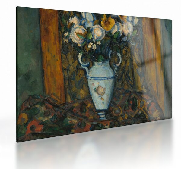 Tablou pe sticlă - Paul Cézanne, Vase of Flowers, reproducere (70x50 cm)