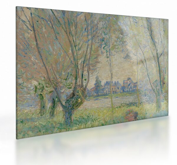 Tablou pe sticlă - Claude Monet, Woman Seated under the Willows, reproducere (70x50 cm)