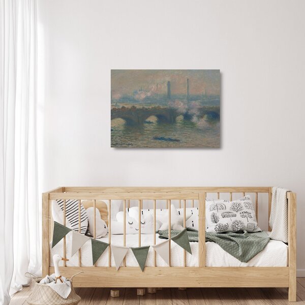 Tablou pe sticlă - Claude Monet, Waterloo Bridge, Gray Day, reproducere (70x50 cm)