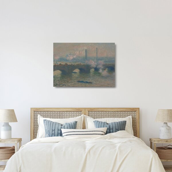 Tablou pe sticlă - Claude Monet, Waterloo Bridge, Gray Day, reproducere (70x50 cm)